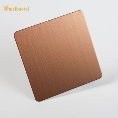 Giá tốt Tấm thép không gỉ hairline mạ PVD màu vàng hồng nâu cấp 201, kích thước 1219x2438mm, dùng cho ứng dụng trang trí trực tuyến