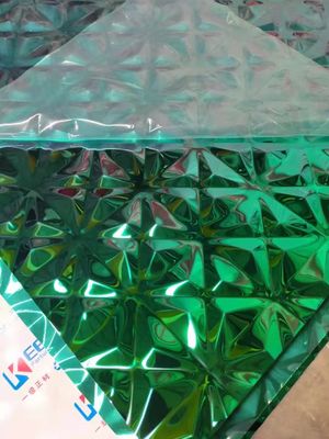 Giá tốt Bảng thép không gỉ 3D nổi màu xanh PVD phủ 4x8 feet cho trang trí tường trực tuyến