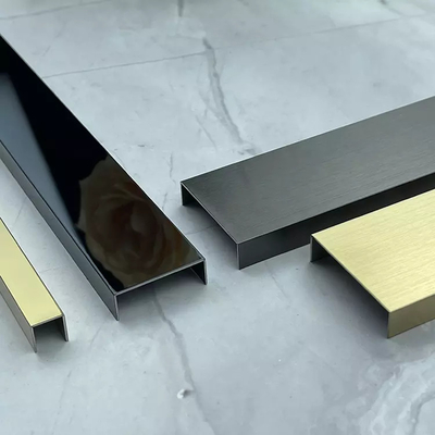 PVD Màu thép không gỉ U Trim trang trí SS Ngói Trim 12mm