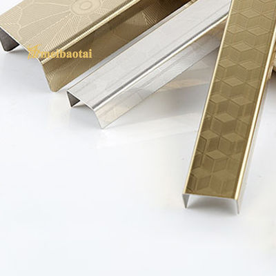 304 Thép không gỉ U hình nẹp gạch với bề mặt gương và chiều dài 3050mm để bảo vệ cạnh