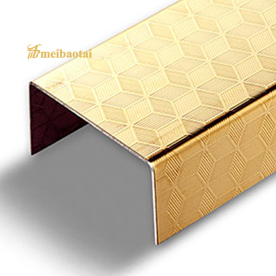 3050mm Chiều dài Gương Vàng Bạc Thép không gỉ Ngói Trim Hình chữ U Tấm sóng Trang trí Hồ sơ