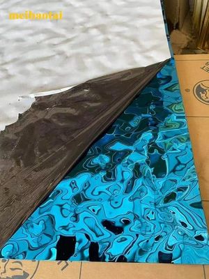 Giá tốt Ss304 201 Stainless Steel Sheet Blue Mirror Water Ripple Sheet Đồ trang trí trực tuyến
