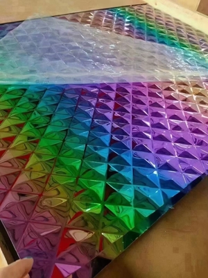 Rainbow Color Stamped Diamond Stainless Steel Sheet Water Ripple Đồ trang trí