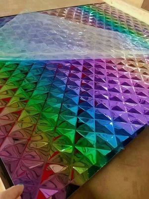 Giá tốt Rainbow Color Stamped Diamond Stainless Steel Sheet Water Ripple Đồ trang trí trực tuyến