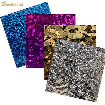 Silver Mirror Finish Water Ripple Stainless Steel Sheet 1219x2438mm Kích thước với độ dày 0,65mm để sử dụng trang trí