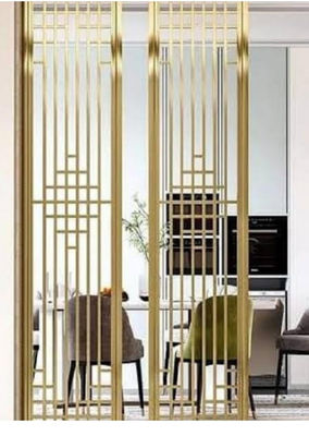 Giá tốt Vách ngăn phòng bằng thép không gỉ mạ vàng dày 8mm, thiết kế tùy chỉnh cho trang trí khách sạn trực tuyến