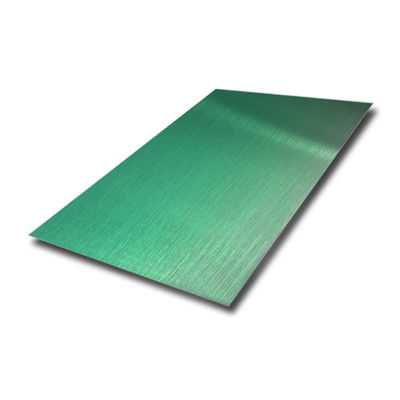 Tấm thép không gỉ hairline 201 phủ màu xanh ngọc PVD, kích thước 1219x2438mm, ứng dụng trang trí