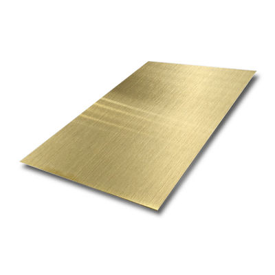 Champagne Gold Hairline Bảng thép không gỉ với độ dày 0,65mm và kích thước bốn feet cho các ứng dụng trang trí
