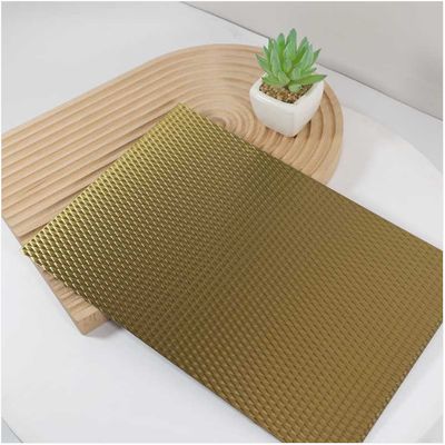 Tấm thép không gỉ dập nổi bề mặt gương dày 0.85mm màu vàng kim cho tường trang trí