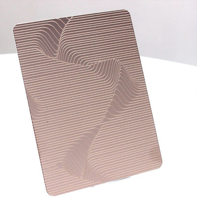 Rose Gold Mirror Etched Stainless Steel Sheet  With Laser PVC Film