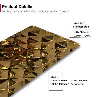  Gold PVD Coated Diamond Design Stainless Steel Sheet For Interior Decor