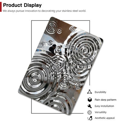 304 thép không gỉ 0.65mm Độ dày Silver Mirror Finish Water Ripple Stainless Steel Sheet cho trang trí trần nhà