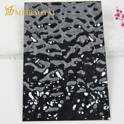 Giá tốt Bảng thép không gỉ màu đen được phủ PVD Anodized Water Ripple 1219mmx2438mm Kích thước cho tường và trần trang trí trực tuyến