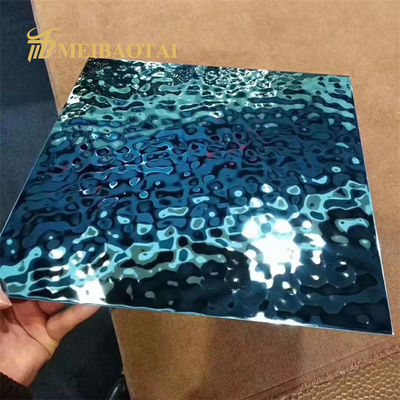 Giá tốt Tấm thép không gỉ vân nước phủ PVD xanh 1000mm x 2000mm có màng PVC 7c dùng cho trần trang trí trực tuyến