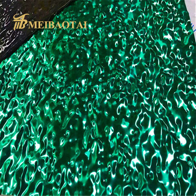 Tấm gợn nước bằng thép không gỉ 304 phủ PVD màu xanh lá cây có kích thước 1500x3000mm cho trần trang trí