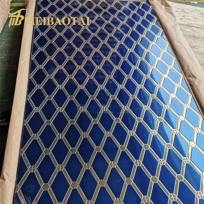 Blue Gold Mixed Color Diamond Pattern Bảng thép không gỉ nổi 4x8 feet cho trang trí counter