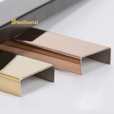 Giá tốt PVD đánh răng hoa hồng vàng thép không gỉ 10mm Bullnose U Trim cho trang trí sàn trực tuyến