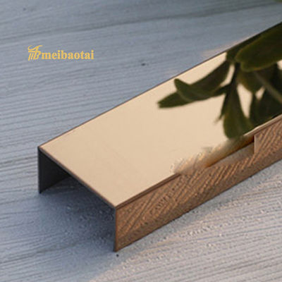 Giá tốt Thanh nẹp chữ U bằng thép không gỉ mạ vàng hồng PVD dày 0.65mm, rộng U15mm cho ứng dụng trang trí tường trực tuyến