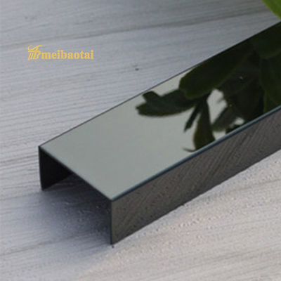 Giá tốt Chân nẹp cạnh gạch thép không gỉ 304 phủ PVD đen U10 dùng để bảo vệ tường và sàn trực tuyến