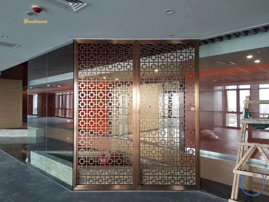 Giá tốt Phong cách mới SS201 hoa hồng vàng Hairline Stainless Steel Room Divider trang trí phòng khách trực tuyến
