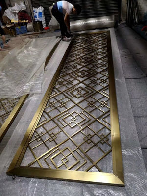 Giá tốt 304 Champagne Mirror Stainless Steel Room Divider Thiết kế khách sạn trực tuyến