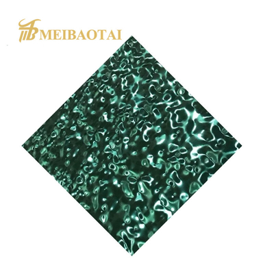 Đóng dấu PVD Màu xanh lá cây gợn nước Tấm thép không gỉ Tường trang trí