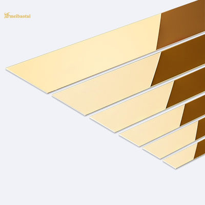 Thanh nẹp gạch thép không gỉ SS304 dày 0.55mm mạ vàng PVD, bề mặt gương, dùng cho cạnh tường và sàn