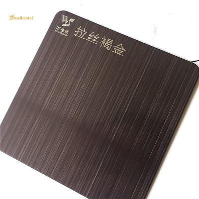 Bảng thép không gỉ 4 feet hairline với lớp phủ PVD vàng nâu và độ dày 0,65mm