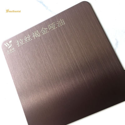 Giá tốt Tấm trang trí bằng thép không gỉ vân hairline màu vàng nâu chống vân tay dày 0.65mm trực tuyến